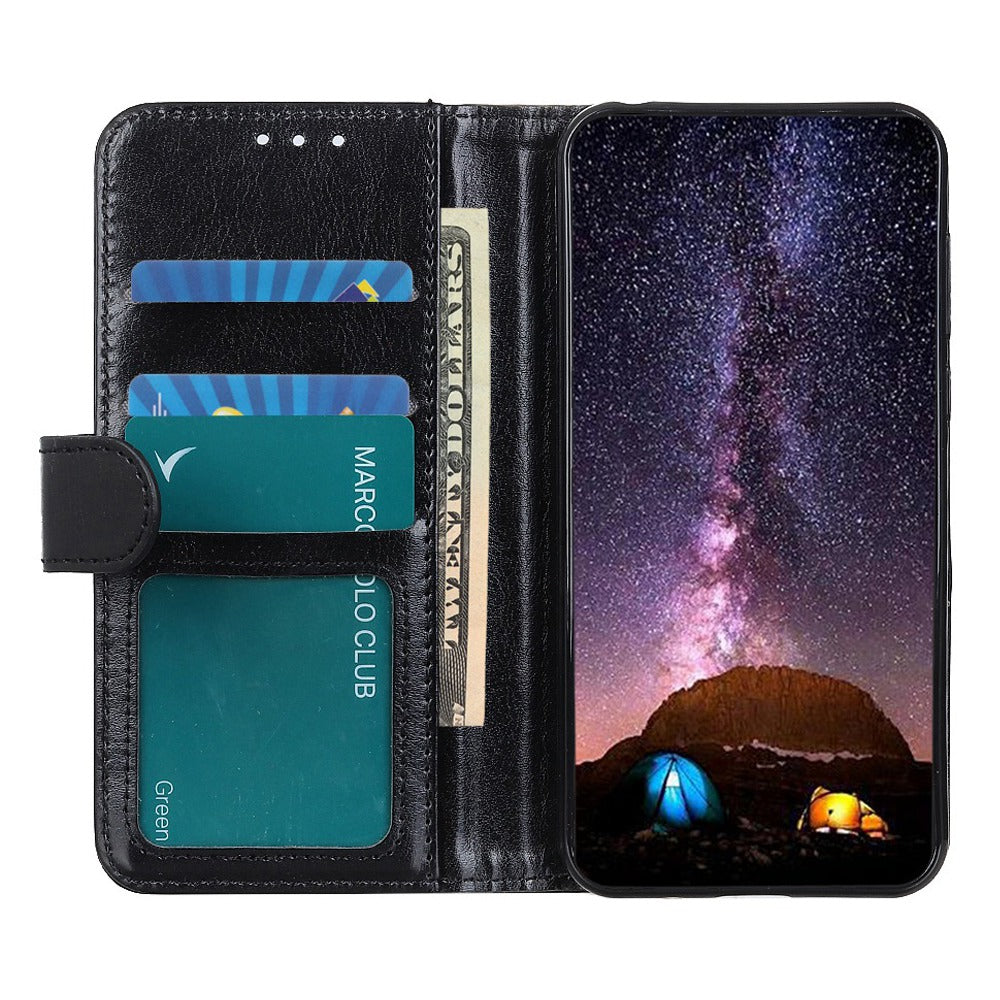 For Xiaomi Redmi Note 13R Pro 5G Cases Crazy Horse Texture PU Leather Slim-Fit Phone Stand Cover - Black For Xiaomi Redmi Note 13R Pro 5G Cases Crazy Horse Texture PU Leather Slim-Fit Phone Stand Cover - Black